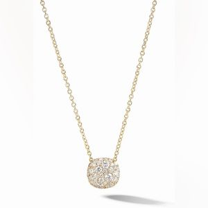 David Yurman Cushion Stud Pendant Necklace in 18K Yellow Gold with Pavé Diamonds